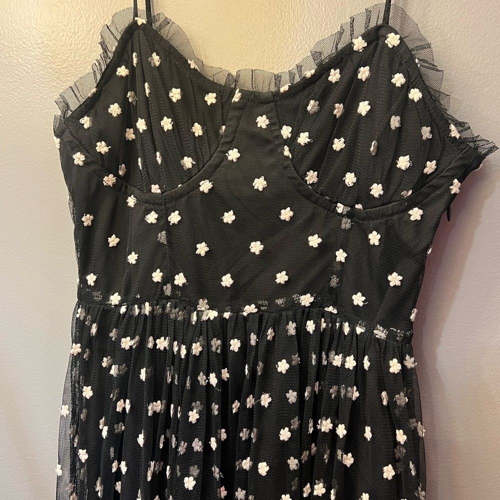 Black and white tea length Zara dress